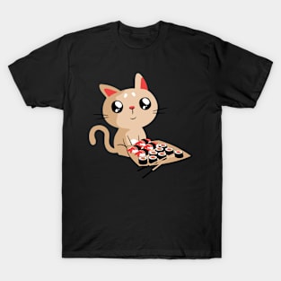 Cute Cat With Sushi Rolls T-Shirt